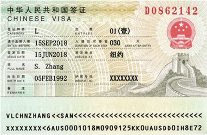 China tourist Visa requirements
